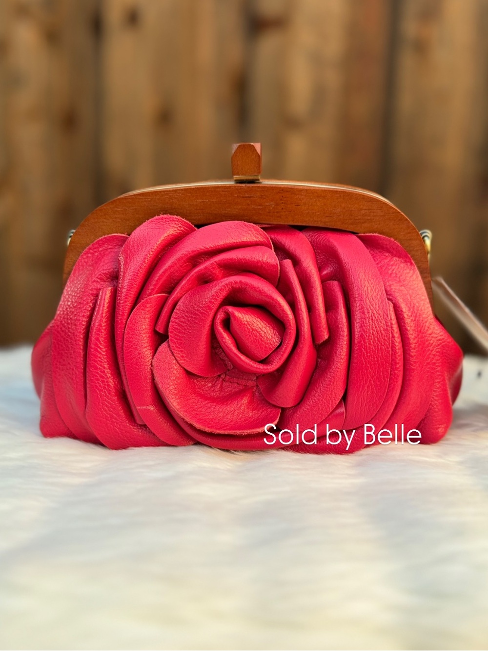 NWT Patricia Nash Joelle Wooden Frame Rose Floral Clutch